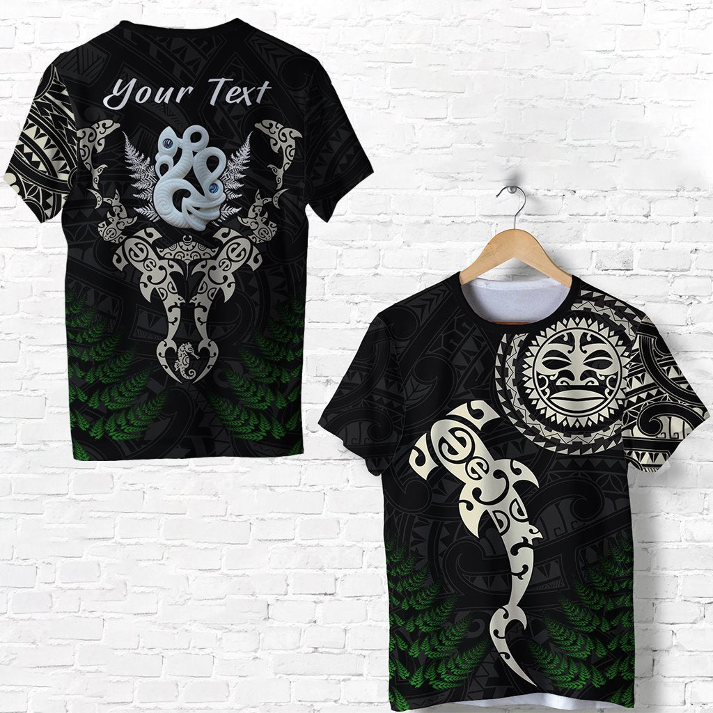 (Custom Personalised) Aotearoa Fern T Shirt Maori Manaia and Fish