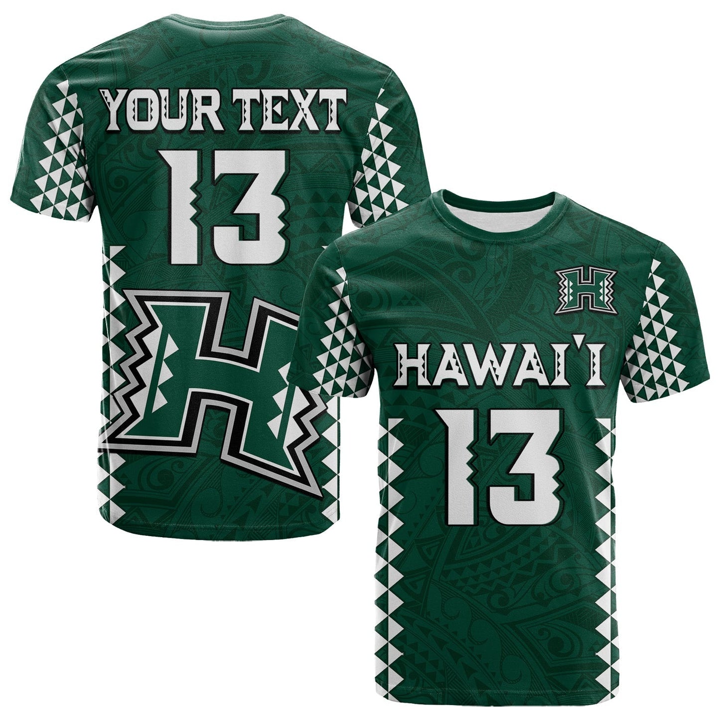 Custom Text And Number Hawaii Football T Shirt Kakau Warrior Be Stronger