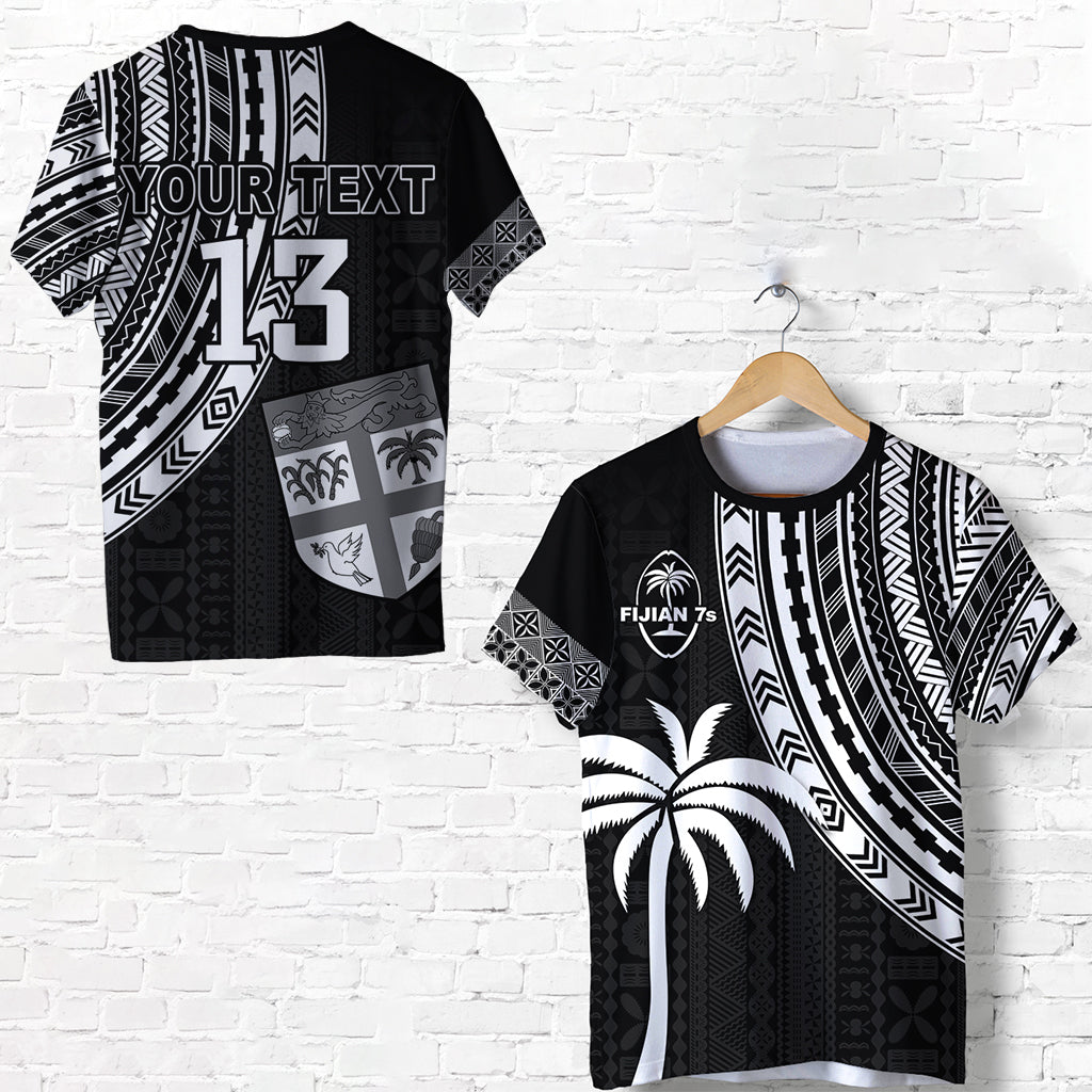 Custom Personalised Fiji Rugby Sevens T Shirt Fijian 7S Tapa Polynesian - Custom Text And Number