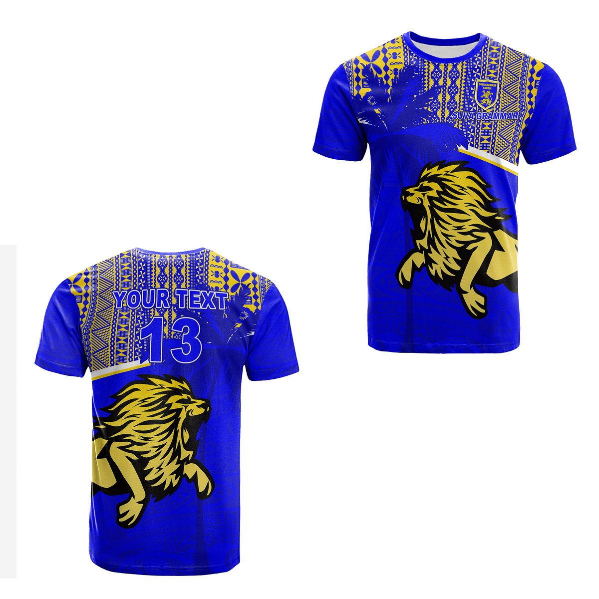 (Custom Personalised) Suva Grammar School T Shirt Spirit Lion Custom Text and Number