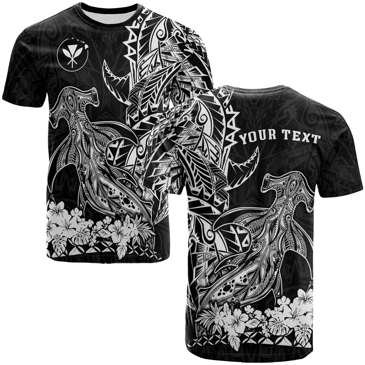 (Custom Personalised) Hawaii Polynesian T Shirt Wild Hammerhead Sharks