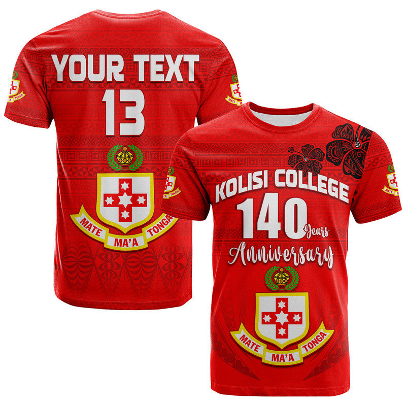 (Custom Text and Number) Kolisi Tonga College Atele T Shirt 140 Years Anniversary Tongan Ngatu