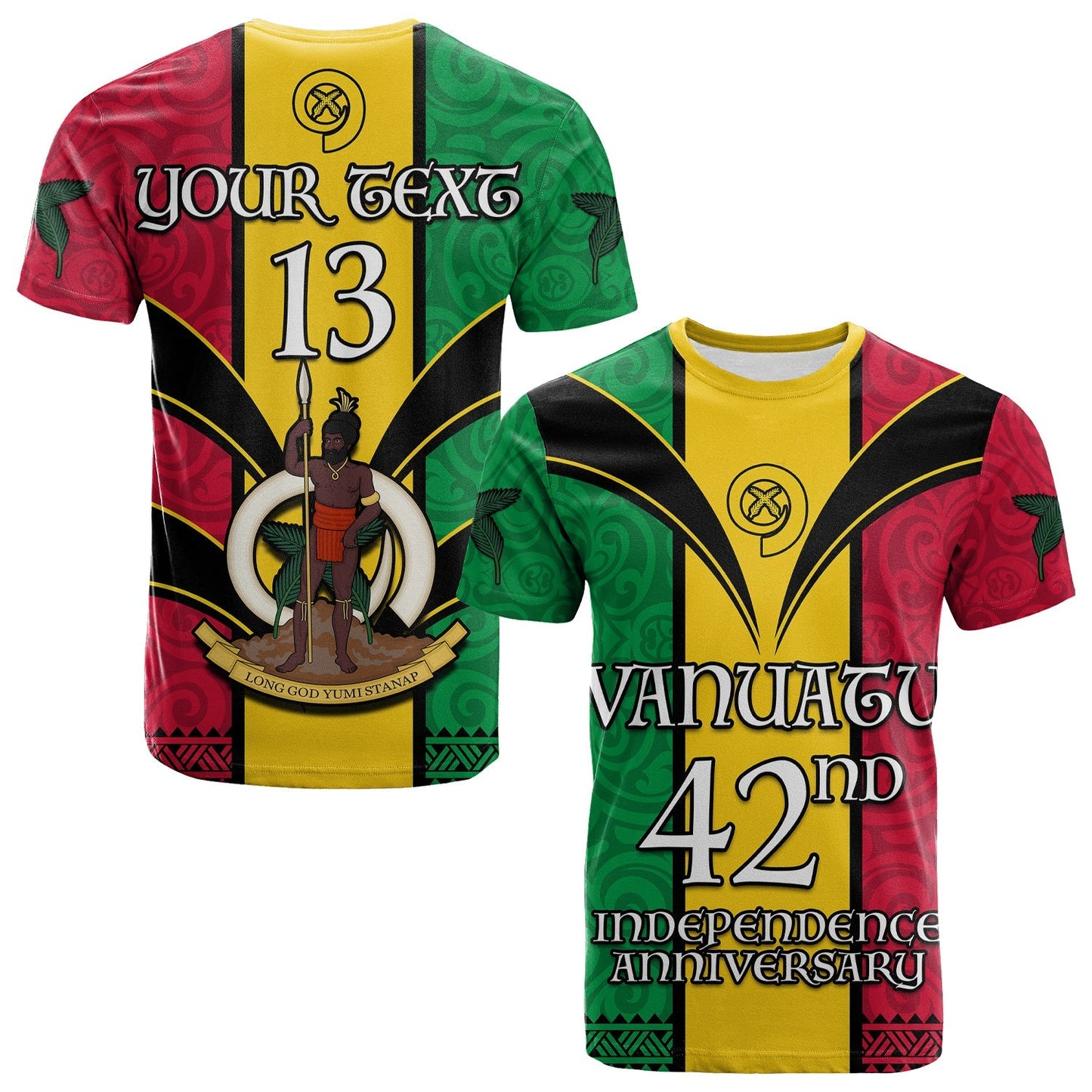 (Custom Text and Number) Vanuatu 1980 T Shirt Vanuatuan Independence Day