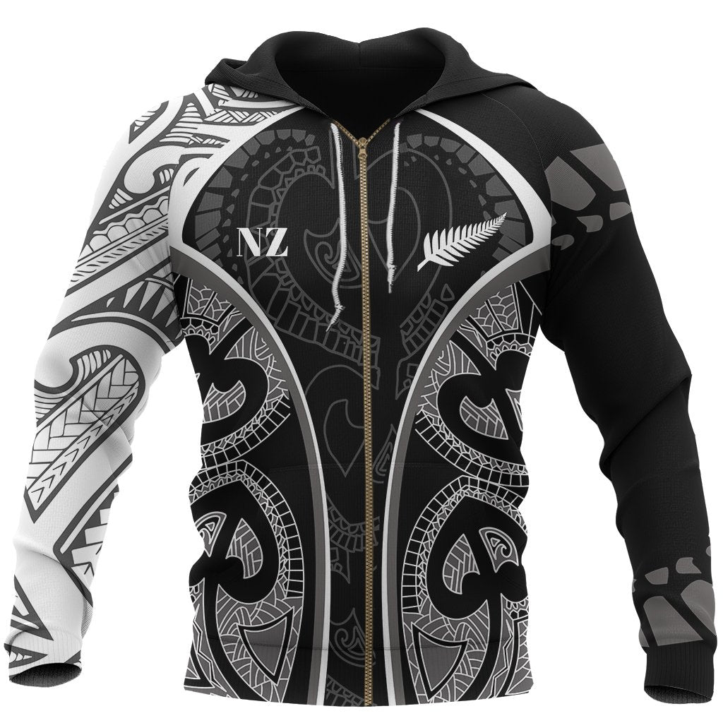 Maori Ta Moko Tattoo Zip Hoodie, Rugby Full Zip Hoodie