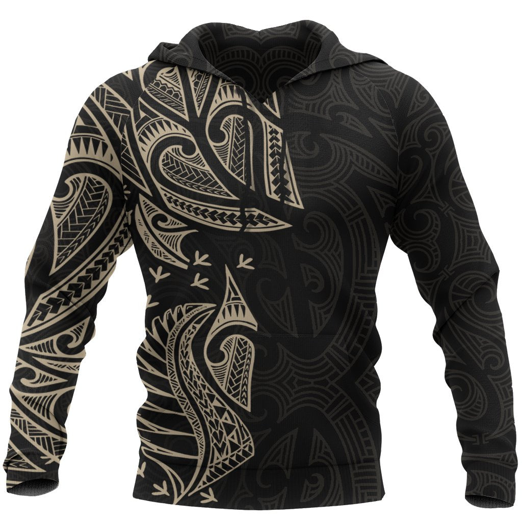 New Zealand Maori Hoodie, Ta Moko Tattoo Pullover Hoodie Tan