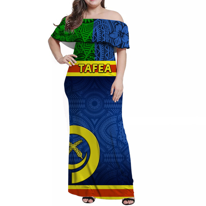 Vanuatu Tafea Province Day Women Off Shoulder Long Dress Tafea Flag Color Style