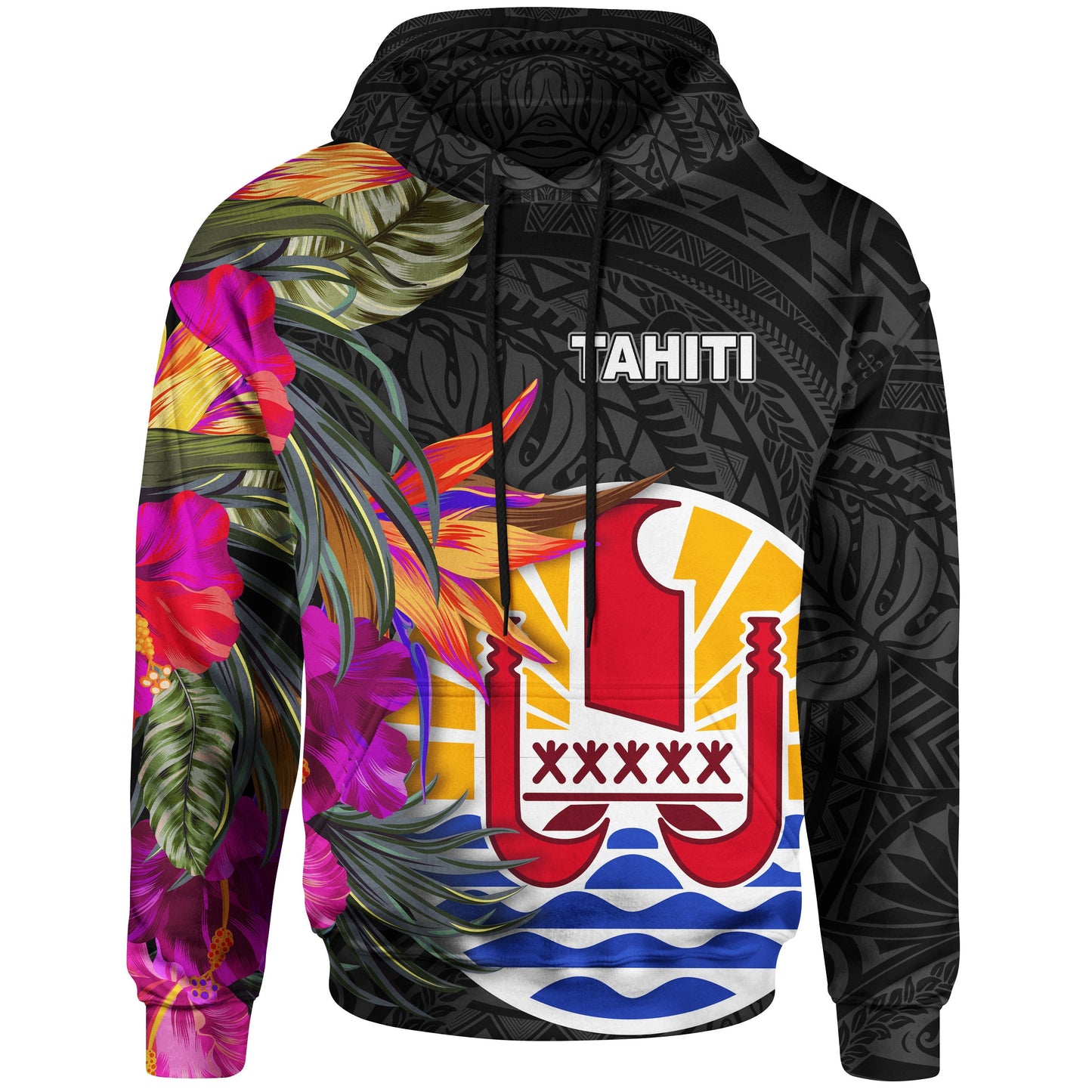 Tahiti Hoodie Hibiscus Polynesian Pattern
