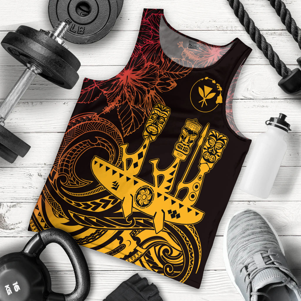 Hawaii Outrigger Canoe Paddling Men Tank Top Tribal Tiki