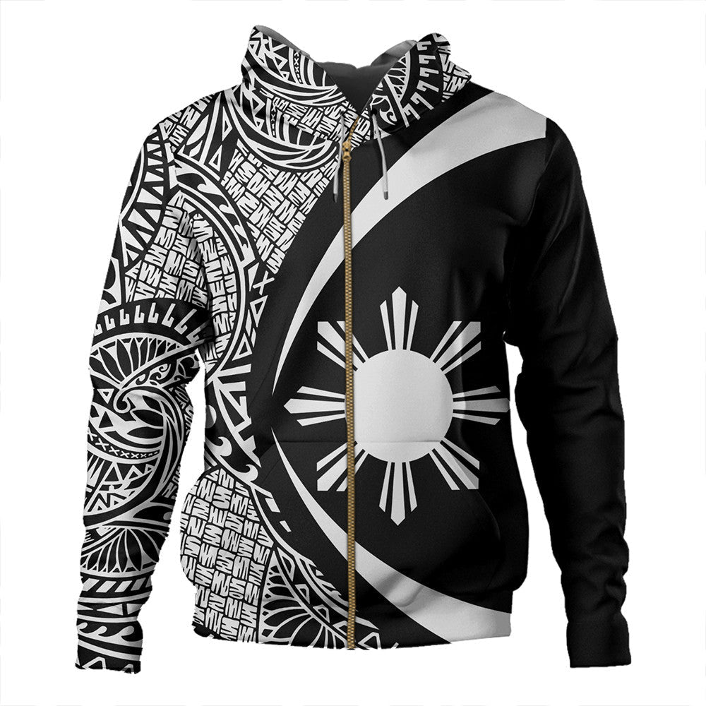 Philippines Hoodie Coat Of Arm Lauhala White Circle Style Zip Hoodie