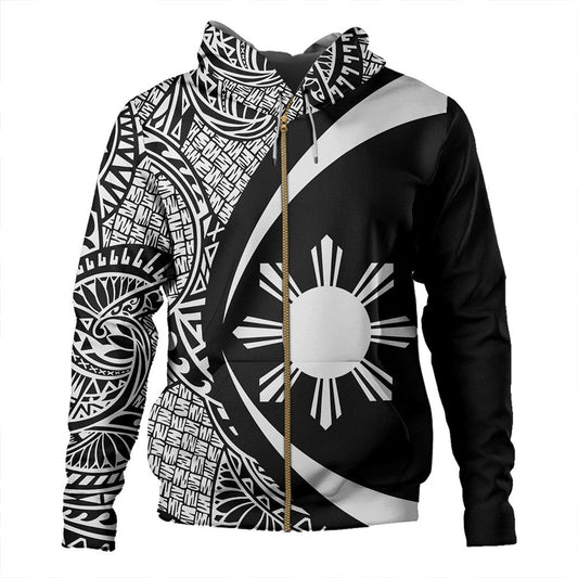 Philippines Hoodie Coat Of Arm Lauhala White Circle Style Zip Hoodie
