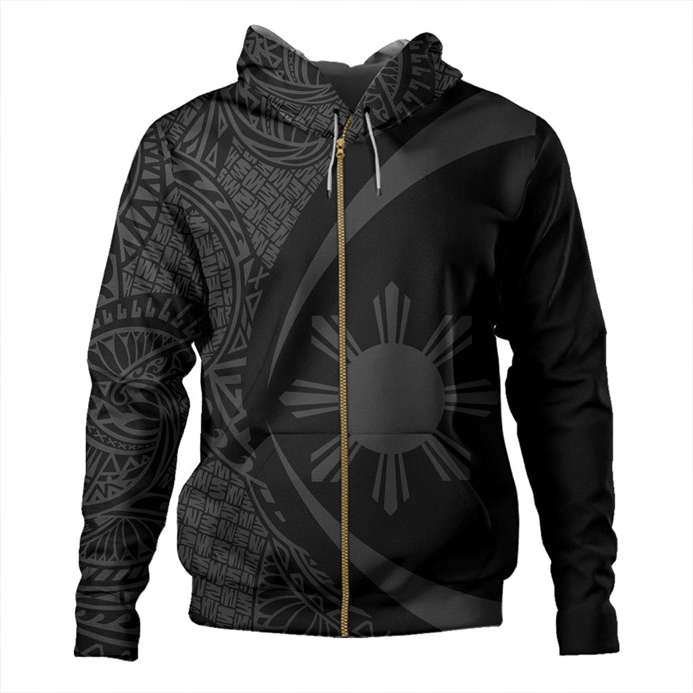 Philippines Hoodie Coat Of Arm Lauhala Gray Circle Style Zip Hoodie