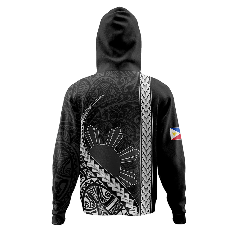 Philippines Hoodie Tribal Polynesian Sun Gray Unisex Printed Zip Hoodie