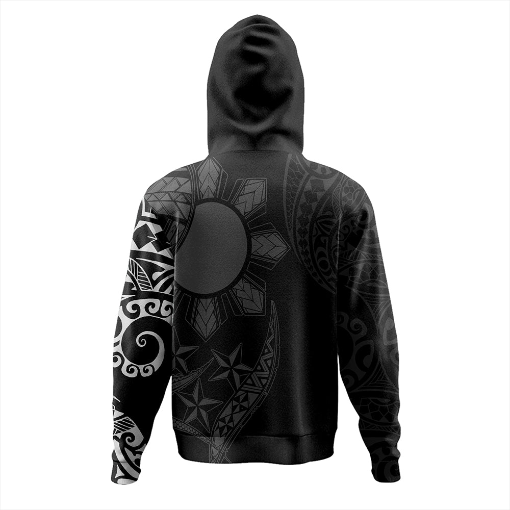 Philippines Hoodie Tribal Sun In My Heart Black Polynesian Pattern Zip Hoodie