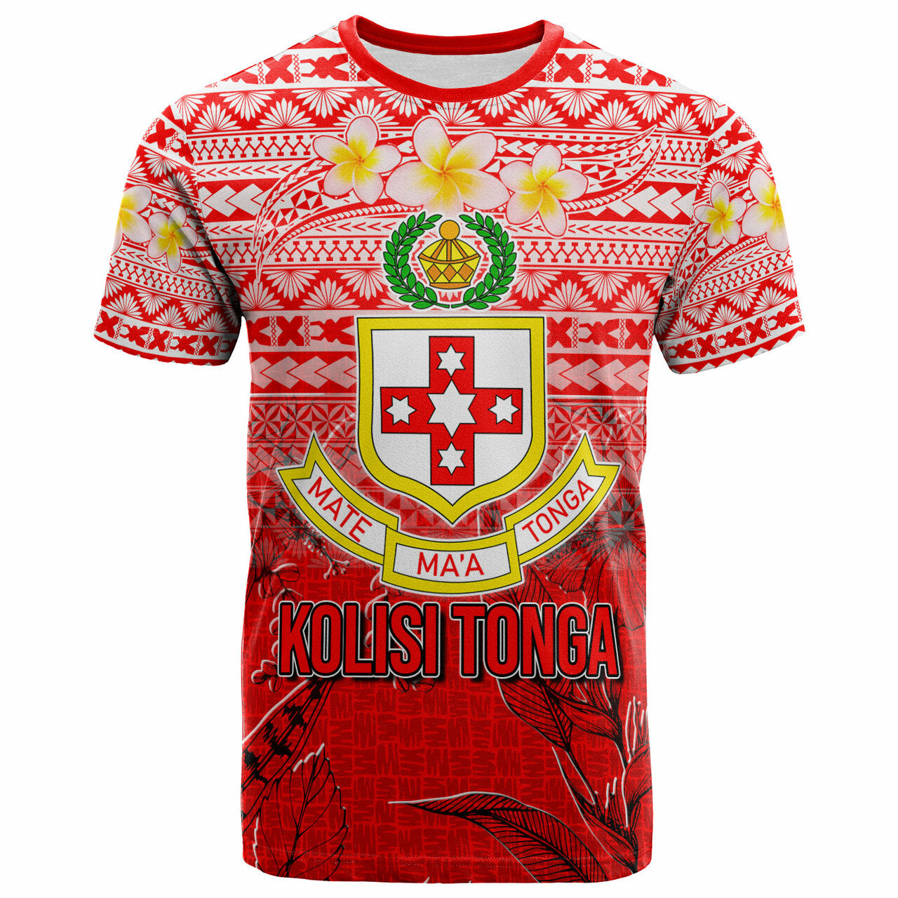 Tonga T - Shirt - Kolisi Tonga With Tropical Flowers