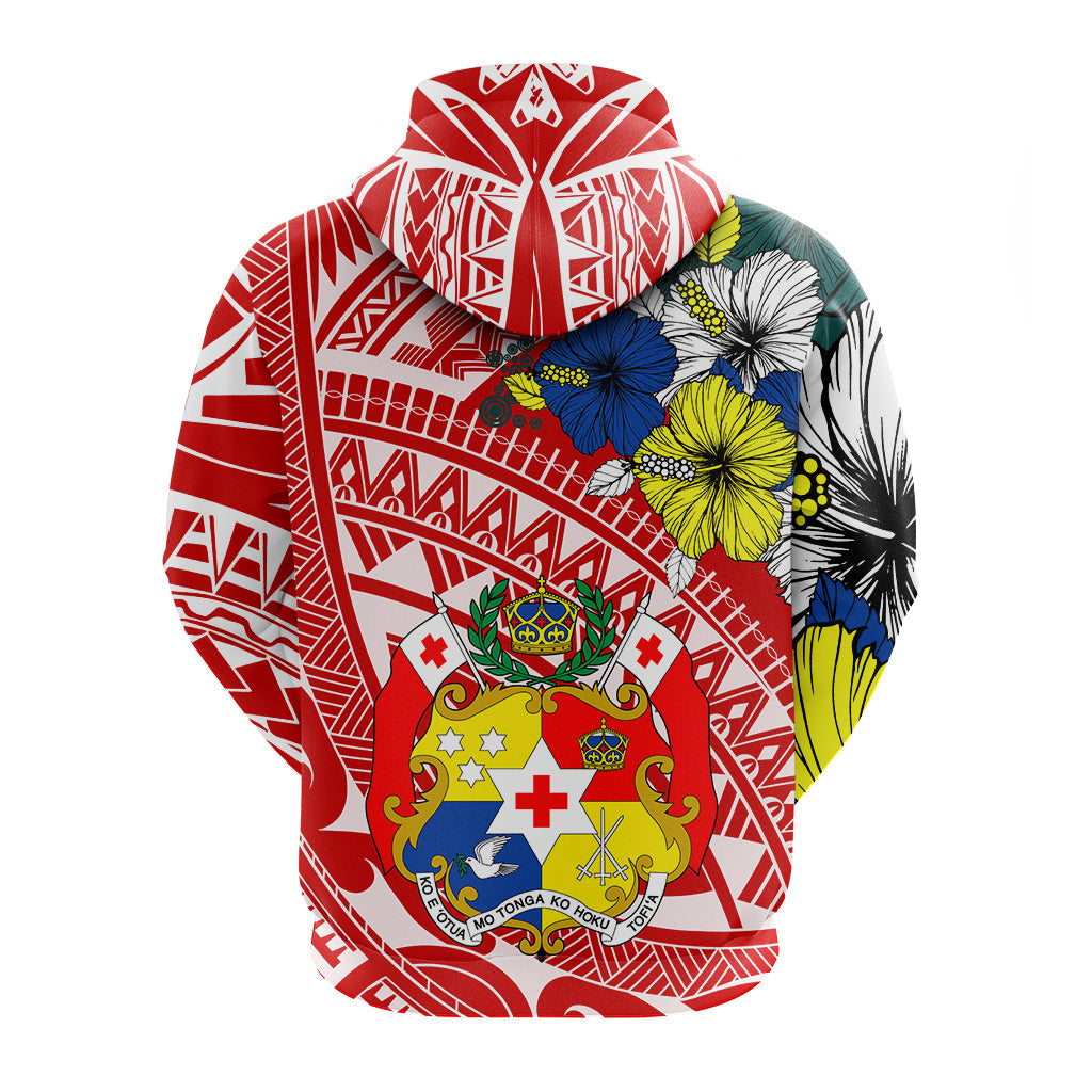 Tonga Zip Up Hoodie Polynesian Pattern Red Color