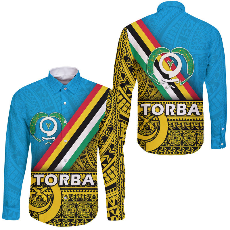 Vanuatu Torba Province Day Hawaii Long Sleeve Button Shirt Torba Flag Color Style