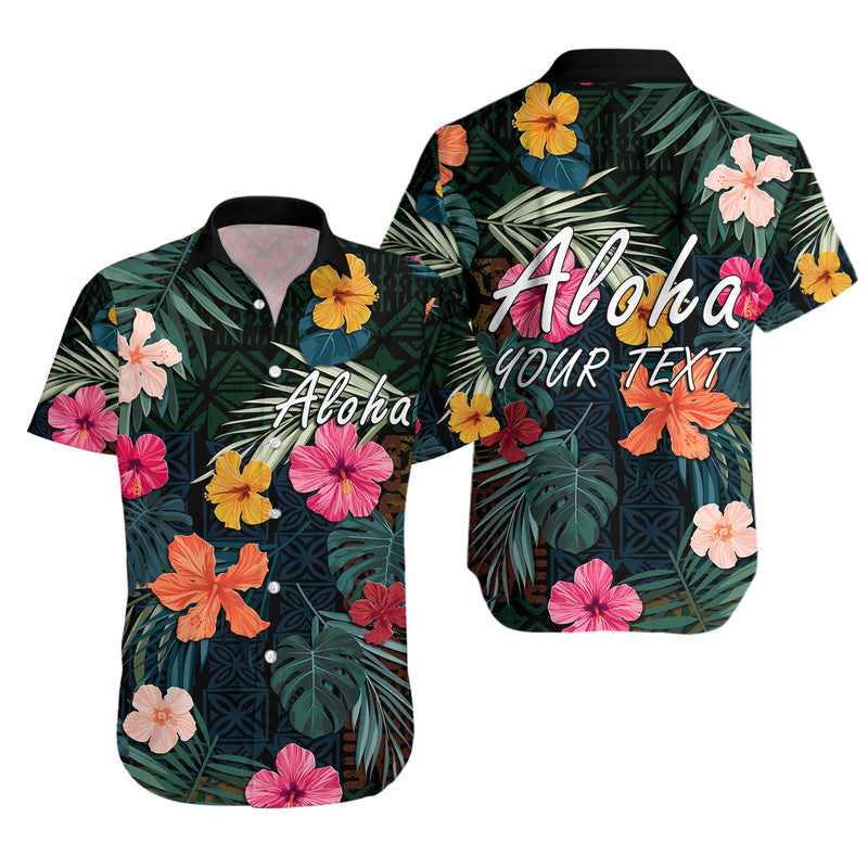 Custom Personalised Hawaii Hawaiian Shirt Tribal Elements And Hibiscus Version