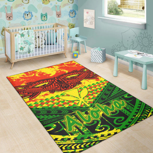 Hawaiian Tribal Kanaka Maoli Area Rug Reggae Polynesian Version