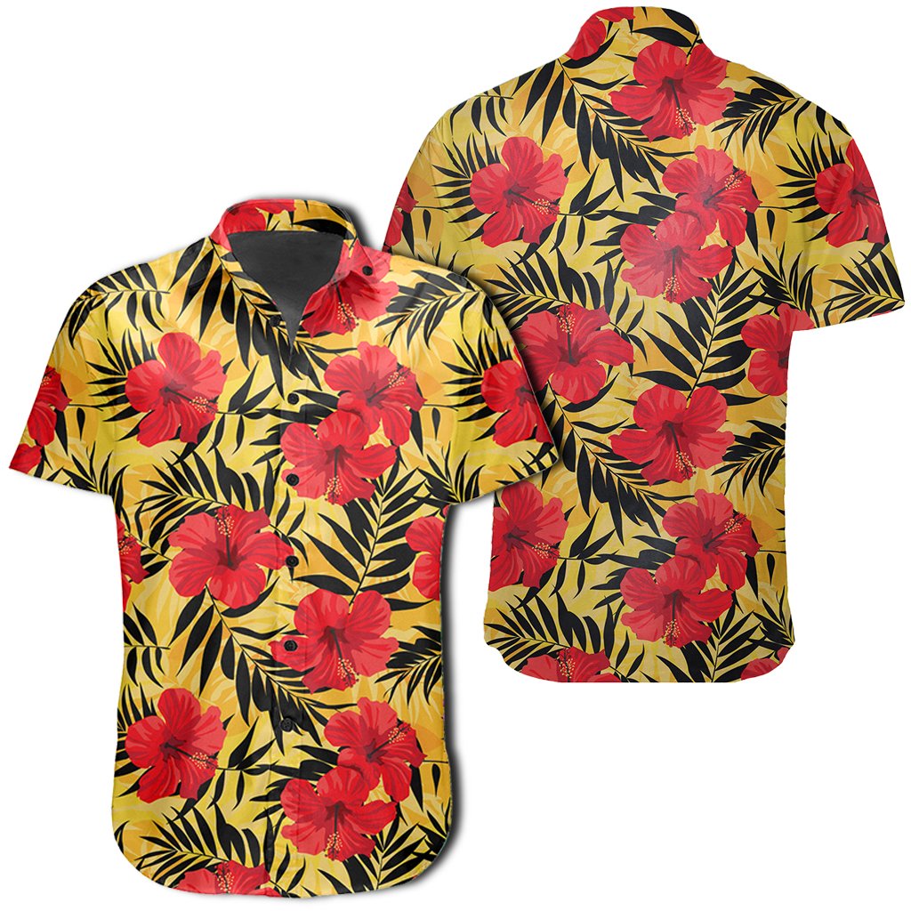 Hawaiian Shirt - Tropical Flowers And Palm Leaves Shirt