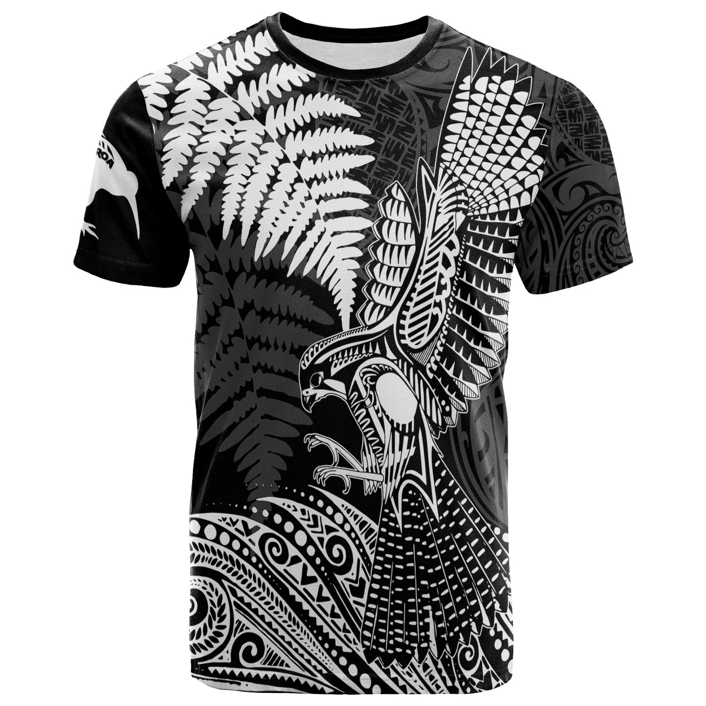Aotearoa Silver Fern T Shirt Flying Kārearea