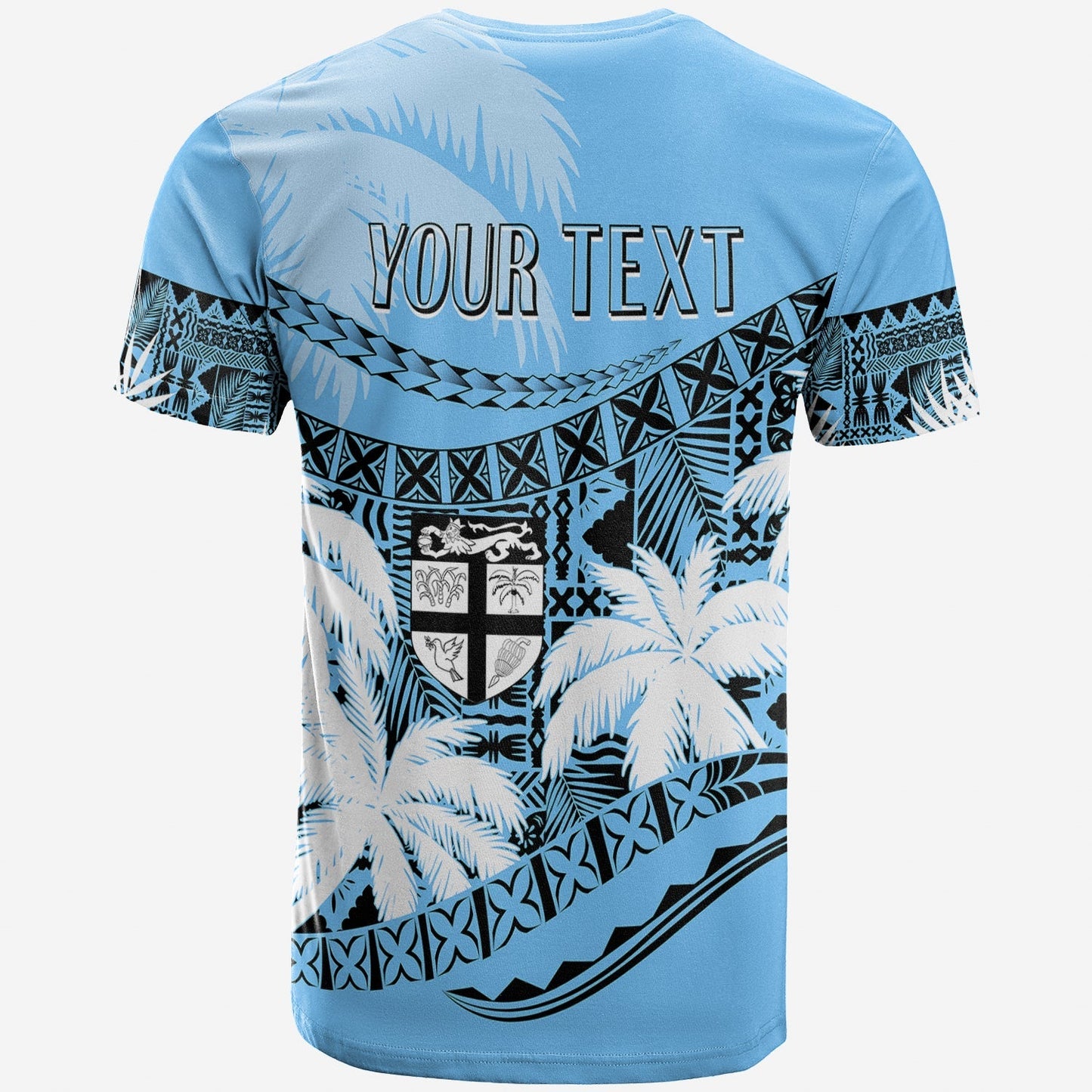 Personalised Fiji Day T Shirt Flying Fijians Masi Kesa Style - Turquoise