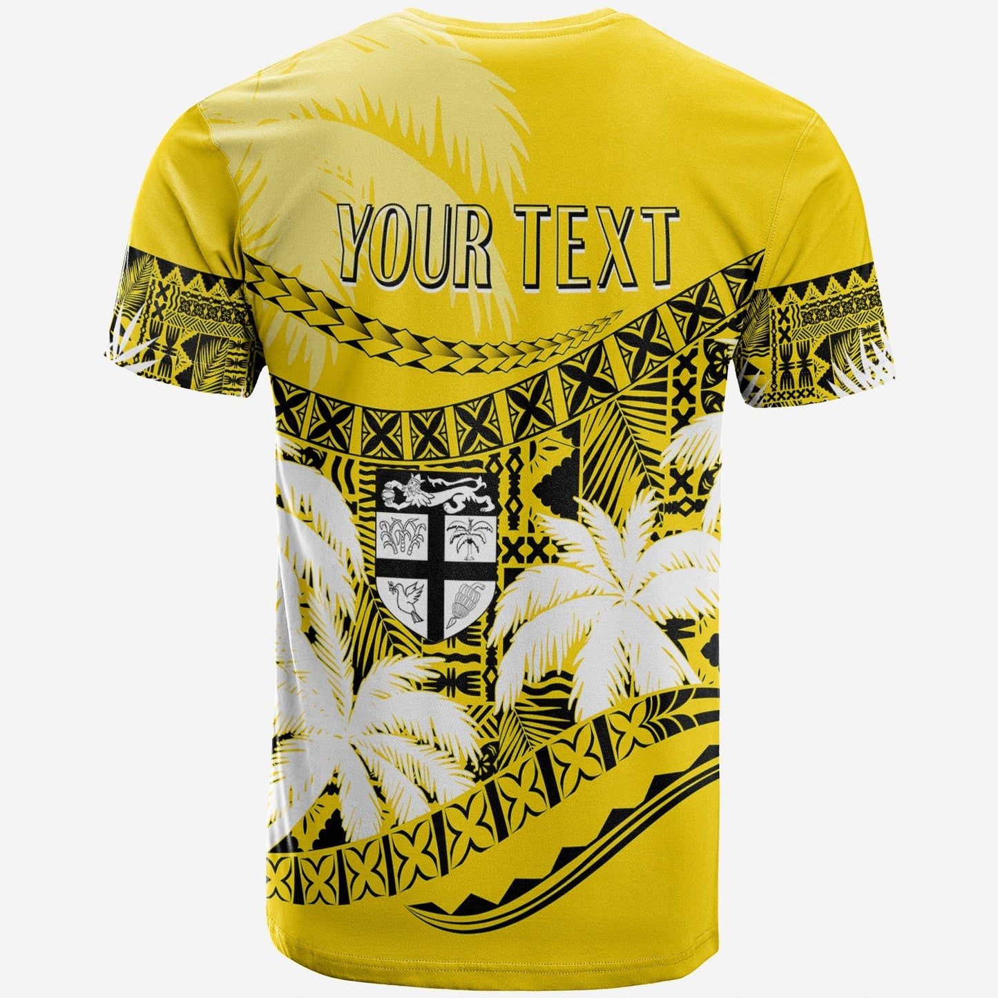Personalised Fiji Day T Shirt Flying Fijians Masi Kesa Style Gold