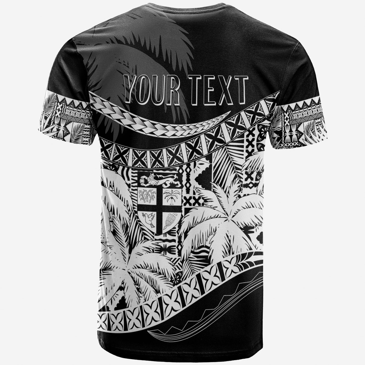 Personalised Fiji Day T Shirt Flying Fijians Masi Kesa Style Black