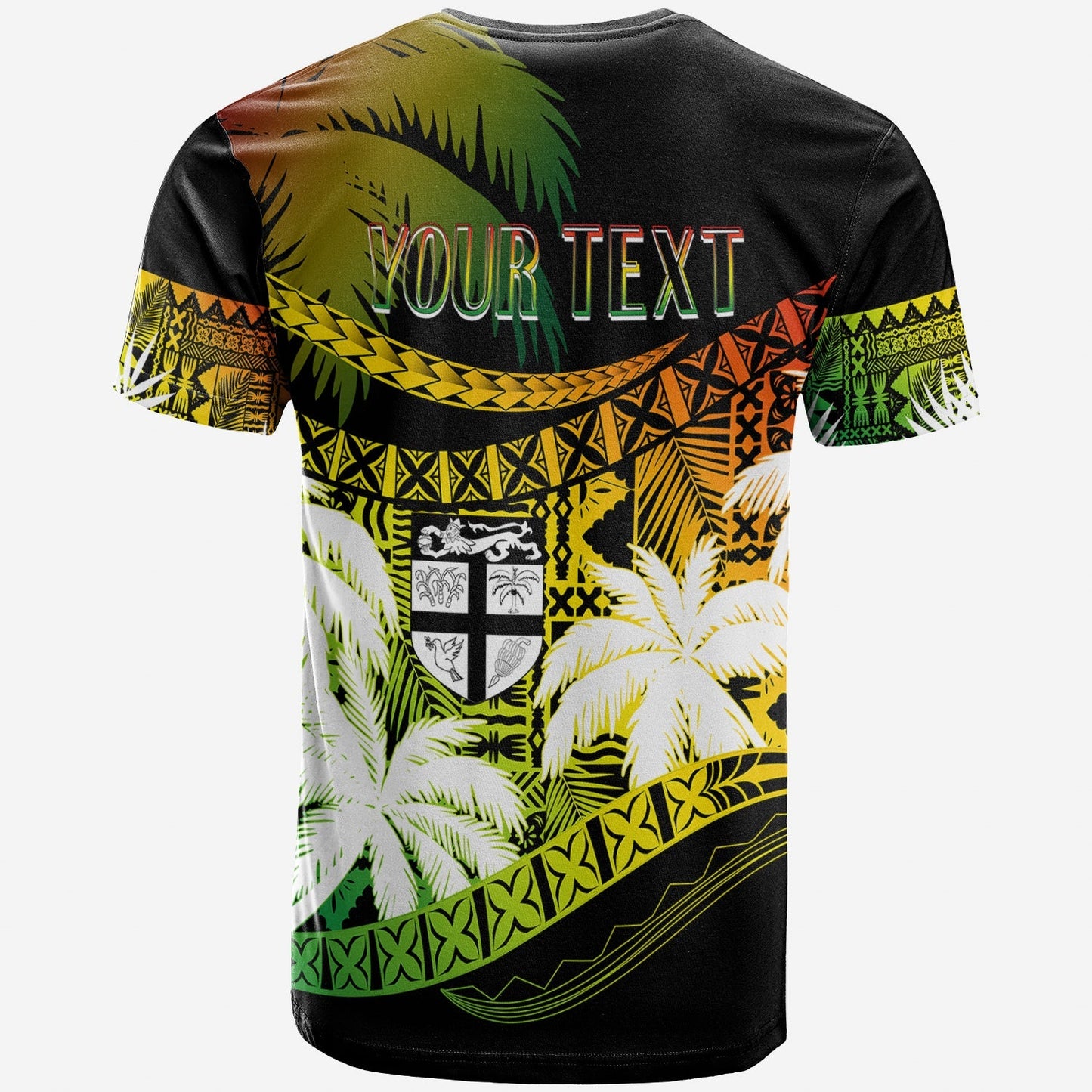 Personalised Fiji Day T Shirt Flying Fijians Masi Kesa Style Reggae