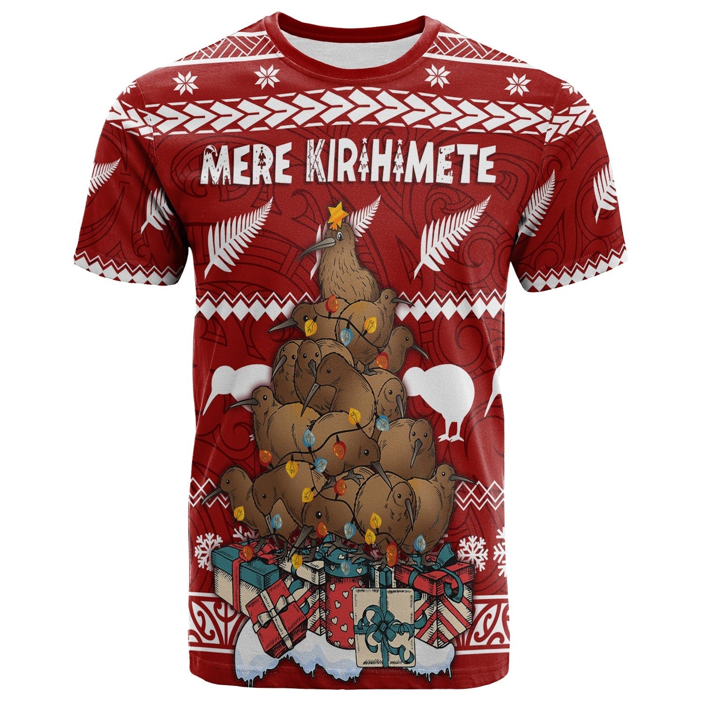 New Zealand T Shirt Mere Kirihimete - Kiwi Xmas Tree
