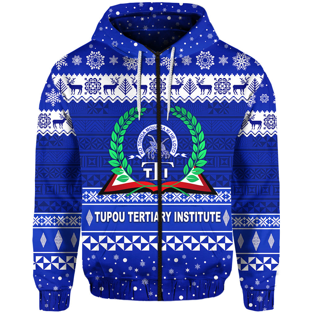 Tupou Tertiary Institute Christmas Zip Hoodie Simple Style