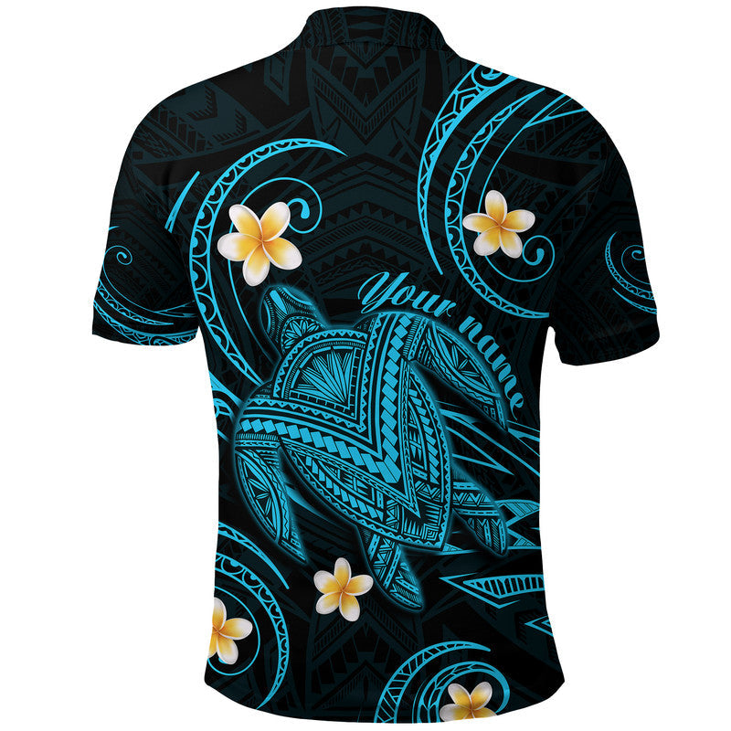 Custom Personalised Hawaii Polo Shirt Hawaiian Turtle Plumeria Mixed Polynesian Turquoise Style