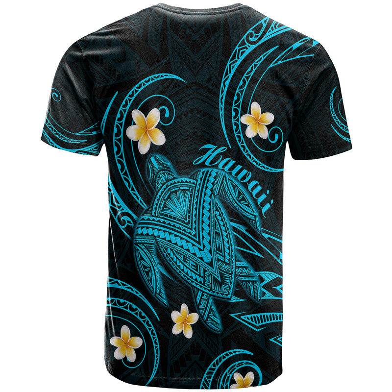 Hawaii T Shirt Hawaiian Turtle Plumeria Mixed Polynesian Turquoise Style