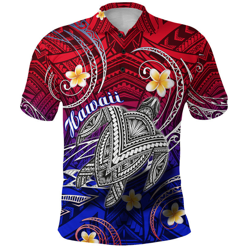 Hawaii Polo Shirt Hawaiian Turtle Plumeria Mixed Polynesian Style