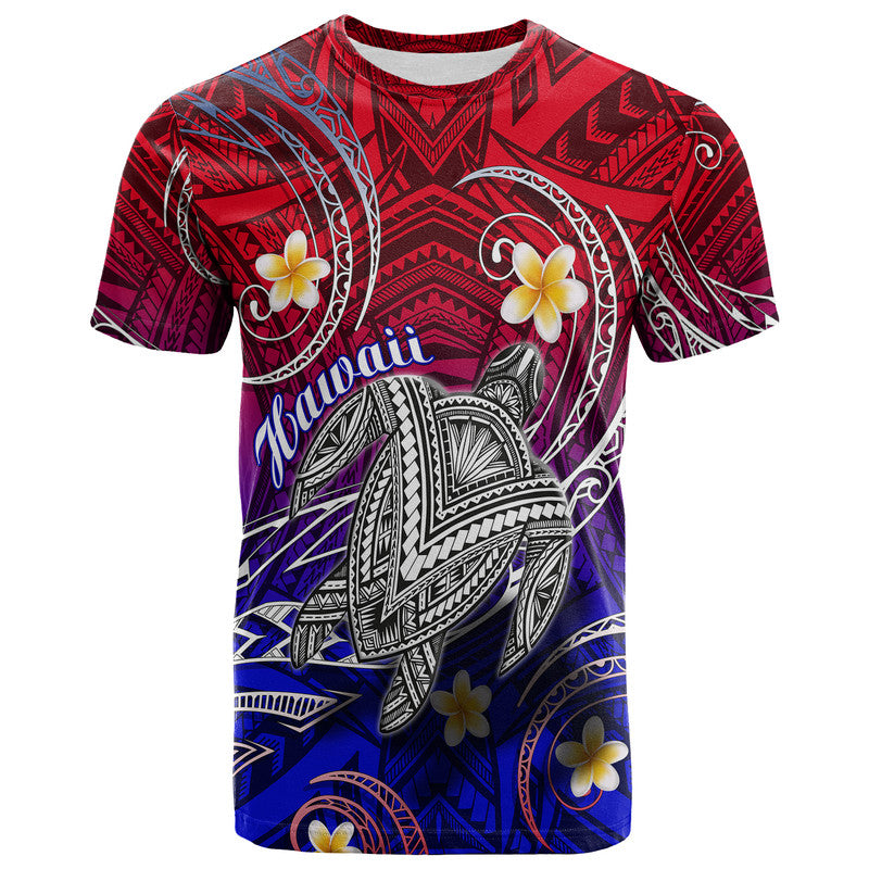 Hawaii T Shirt Hawaiian Turtle Plumeria Mixed Polynesian Style
