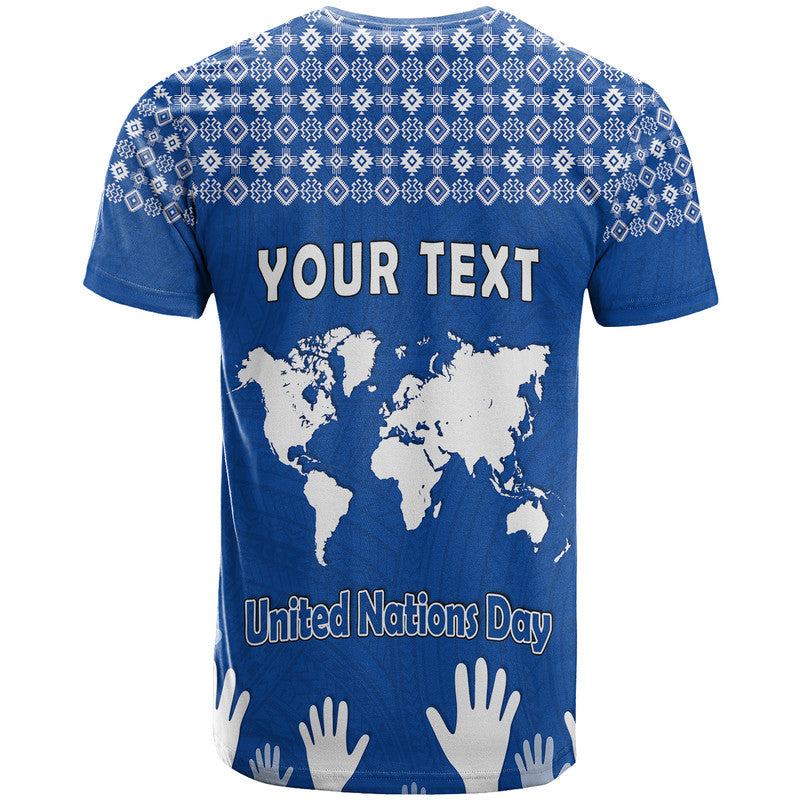 (Custom Personalised) Federated States of Micronesia United Nations Day T Shirt Blue Simple World Map Version