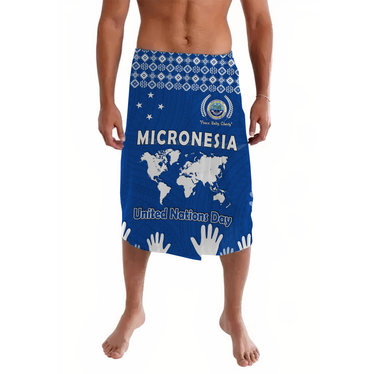 Federated States of Micronesia United Nations Day Lavalava Blue Simple World Map Version