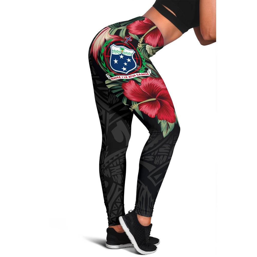 Samoa Polynesian Leggings - Hibiscus Coat of Arms