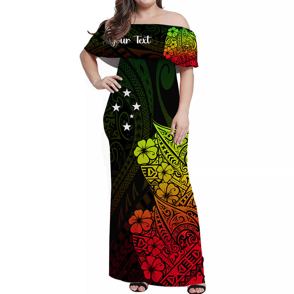 Custom Personalised Papua New Guinea Birds of Paradise Women Off Shoulder Long Dress Reggae