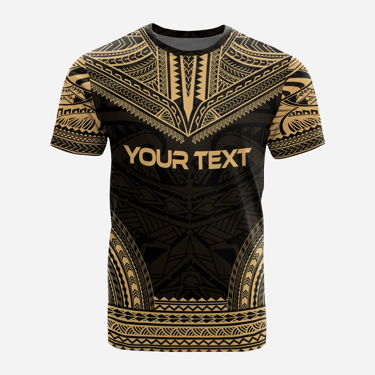 Vanuatu Custom Personalised T Shirt Vanuatu Coat Of Arms Polynesian Chief Tattoo Gold Version