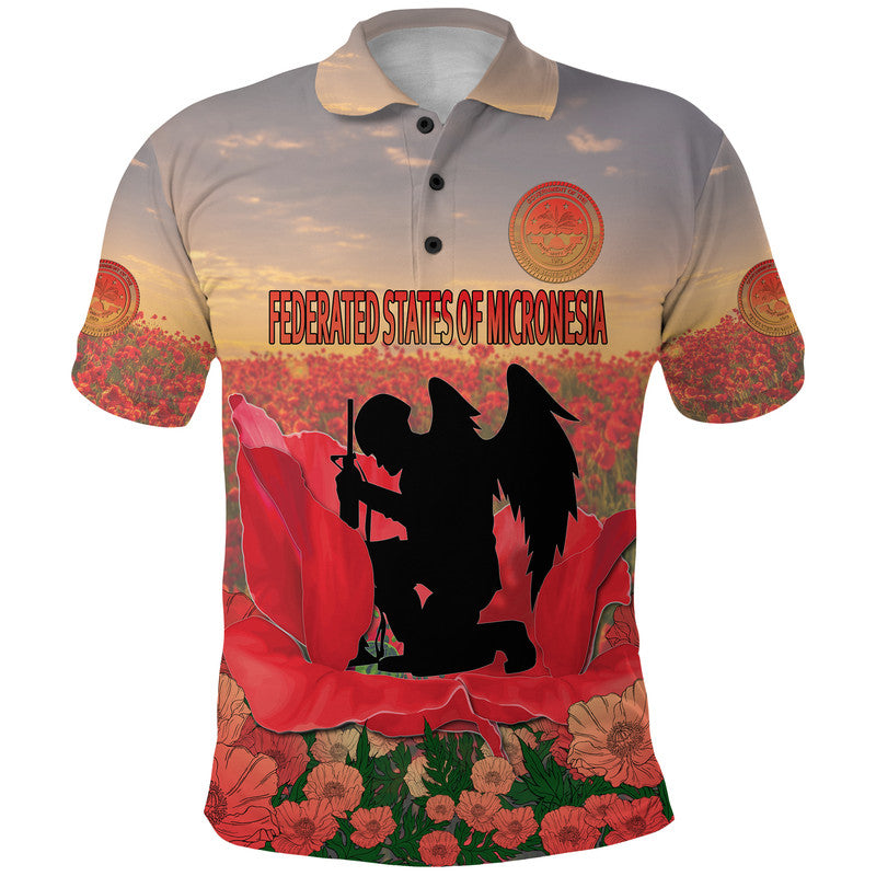 Federated States of Micronesia Veterans Day Polo Shirt Angel Wing