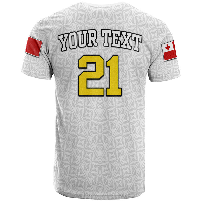 Custom Personalised Mate Ma'A Tonga Rugby T Shirt Tongan Kupesi White Style