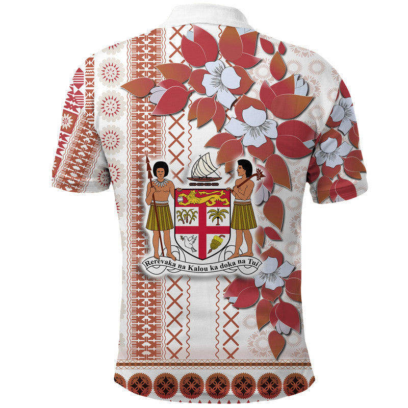 Fiji Polo Shirt Tagimoucia Mixed White Tapa Style