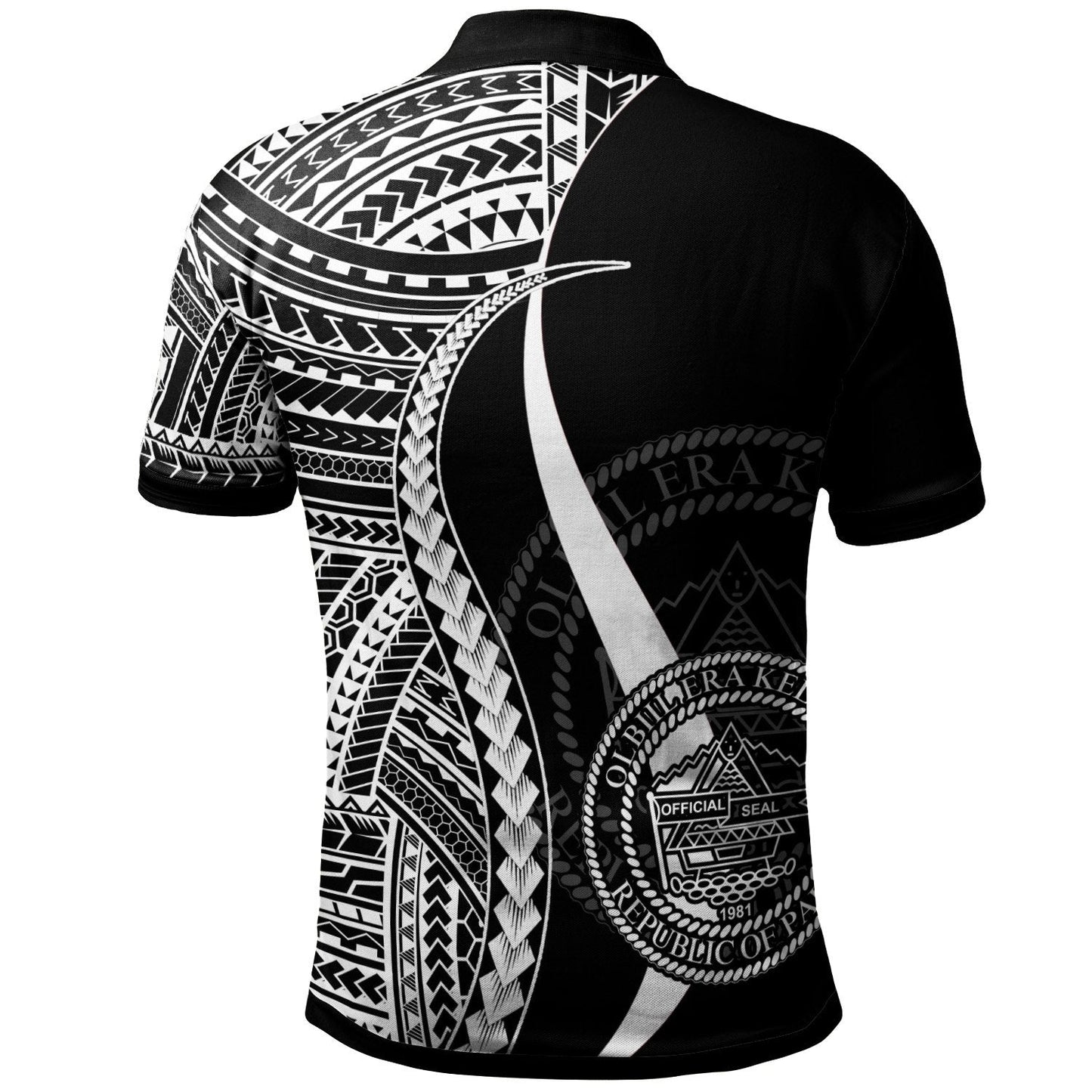 Palau Polo Shirt White - Polynesian Tentacle Tribal Pattern