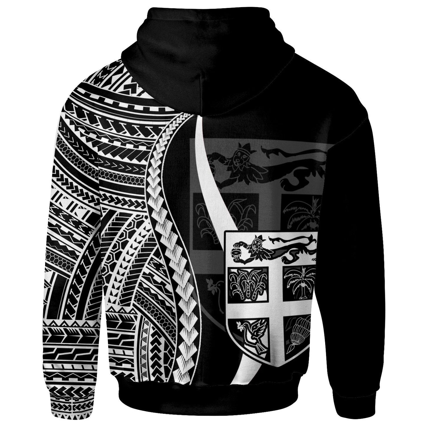 Custom Text Fiji Custom Personalised Hoodie White Tentacle Tribal Pattern