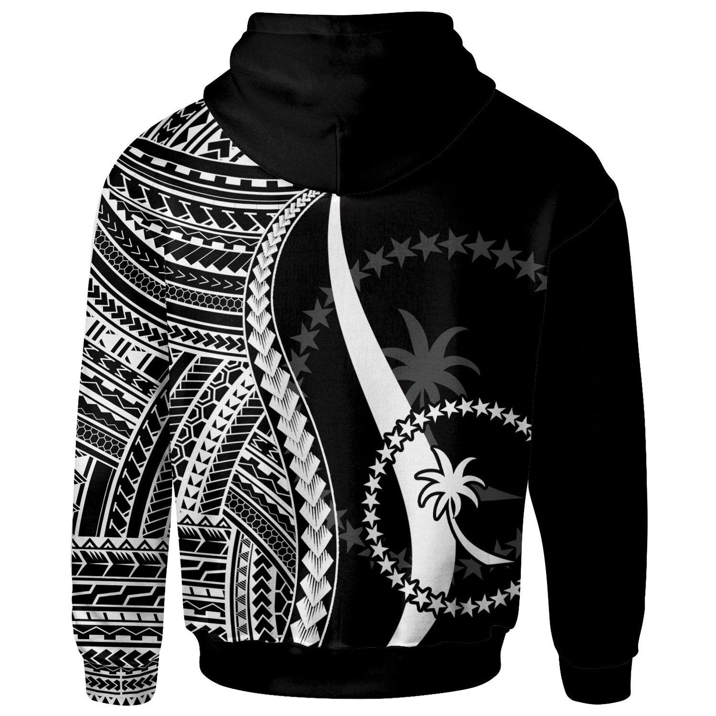 Chuuk Hoodie White Tentacle Tribal Pattern