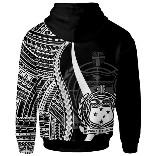 Custom Text Samoa Custom Personalised Hoodie White Tentacle Tribal Pattern