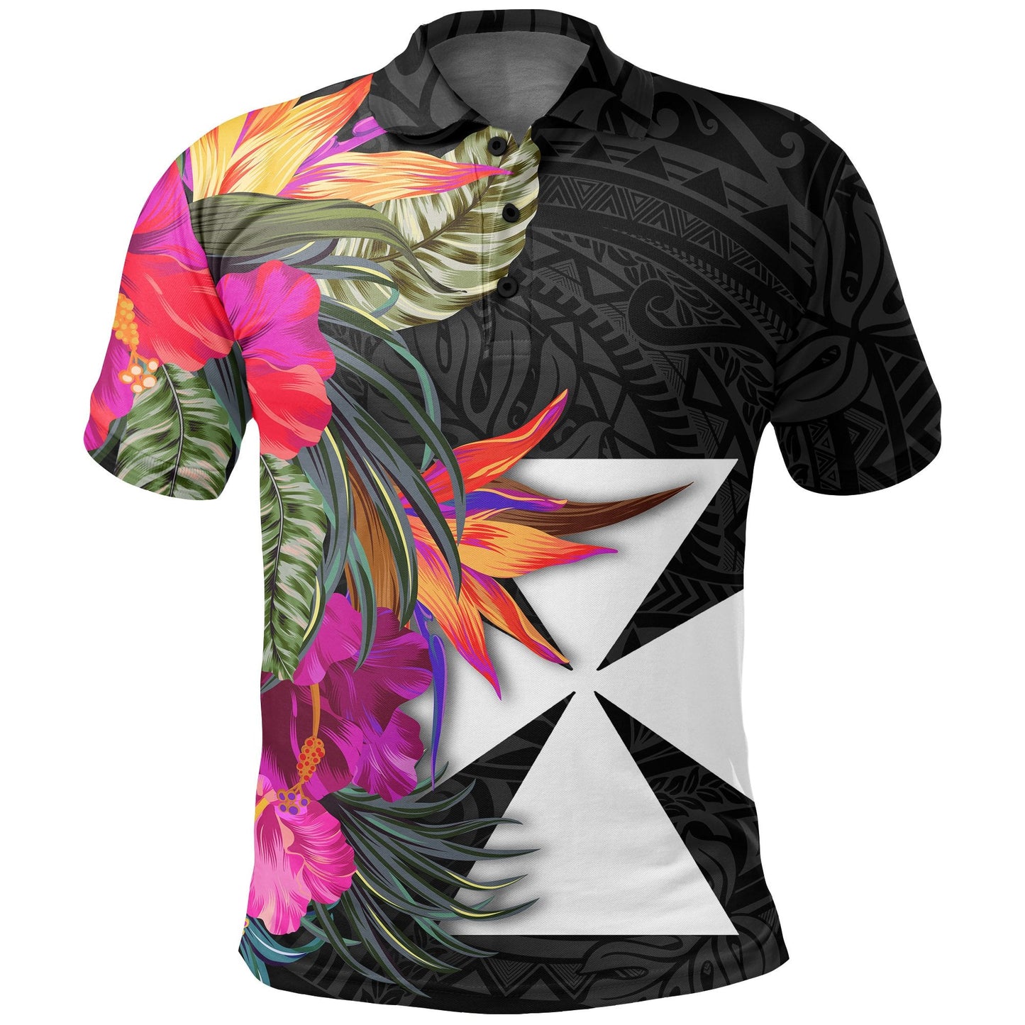 Wallis And Futuna Polo Shirt - Hibiscus Polynesian Pattern
