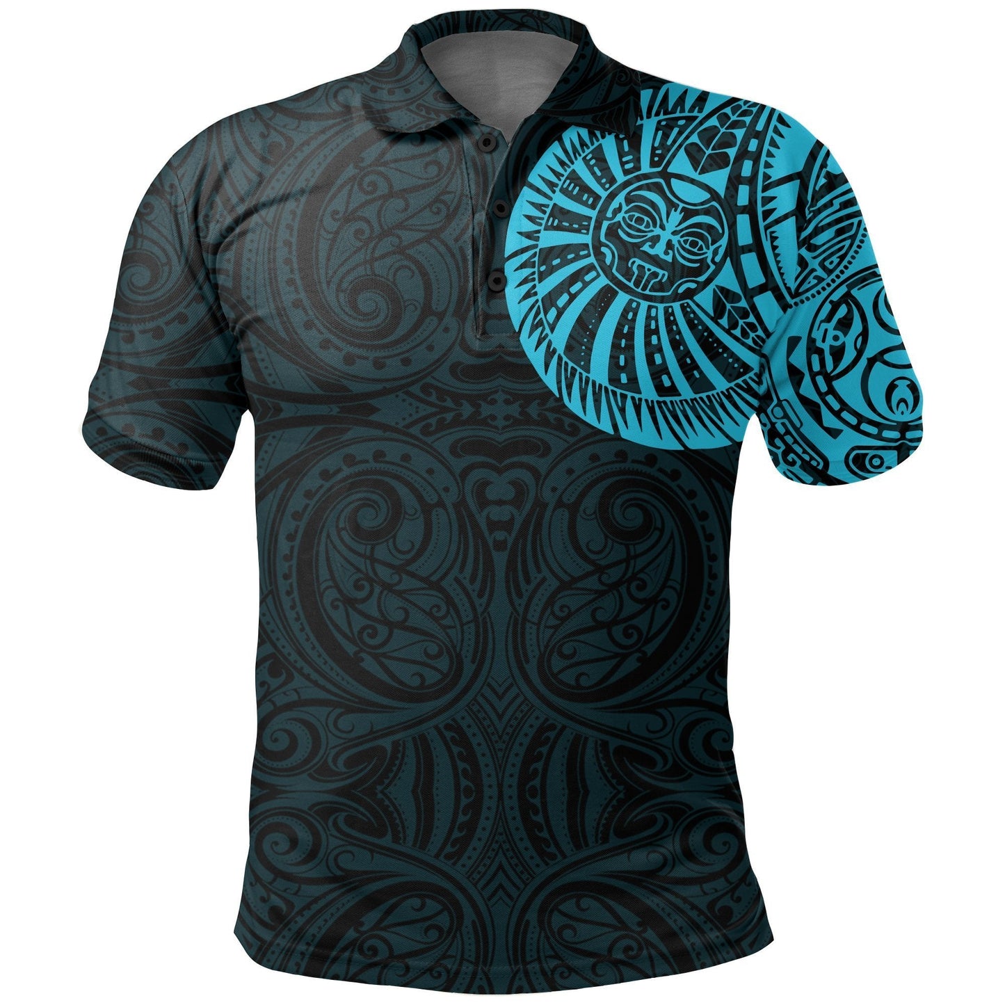 New Zealand Maori Polo Shirt, Maori Warrior Tattoo Golf Shirts Blue