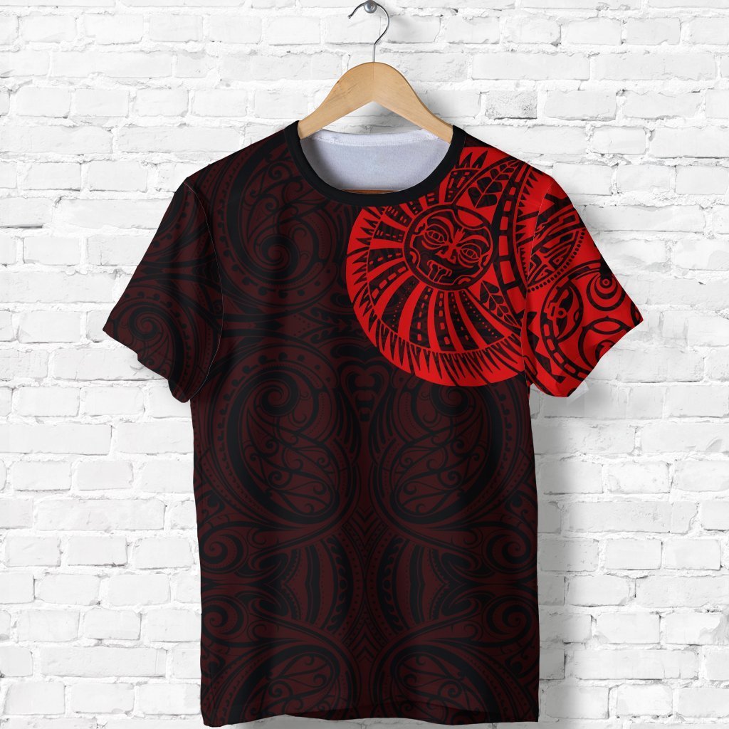 New Zealand Maori T Shirt, Maori Warrior Tattoo Shirt - Red