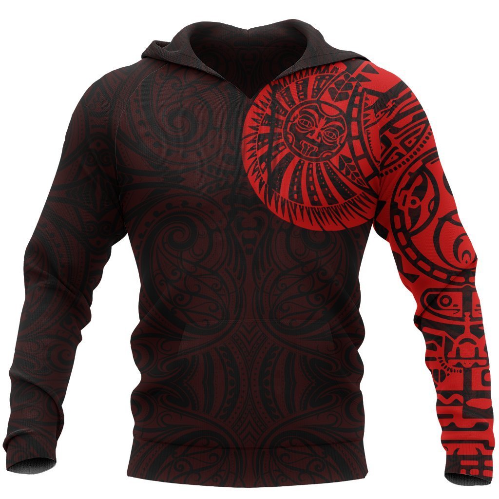New Zealand Maori Hoodie, Maori Warrior Tattoo Pullover Hoodie Red